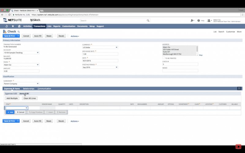 How to Write Checks in NetSuite Sikich Tech