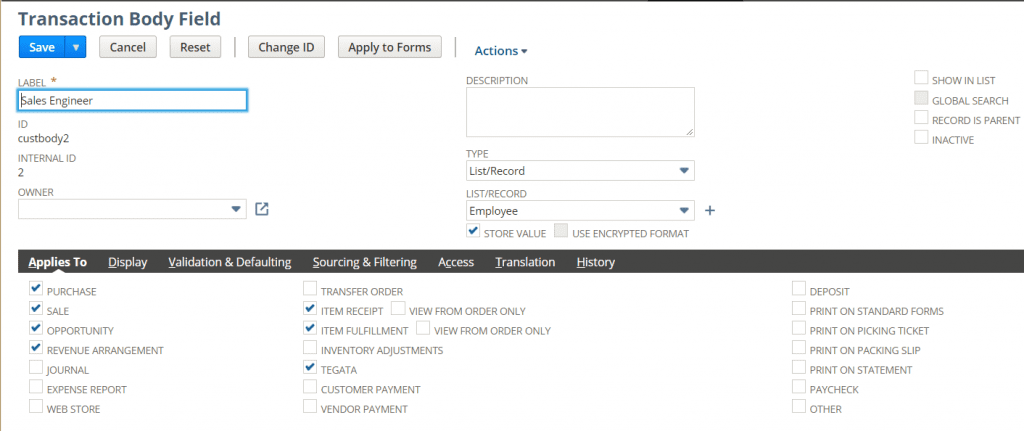 rename custom fields in netsuite