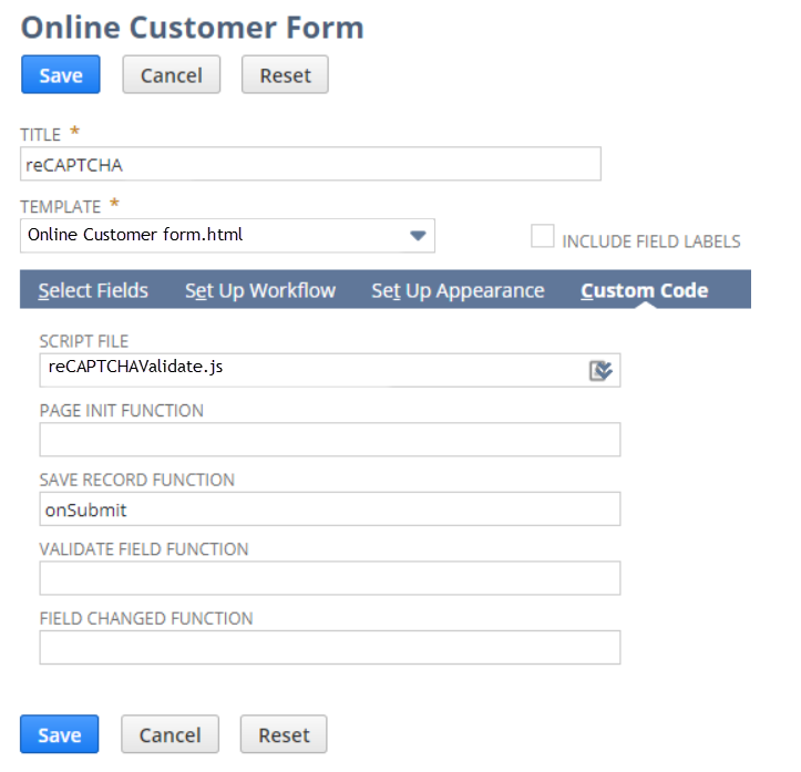 add captcha to netsuite