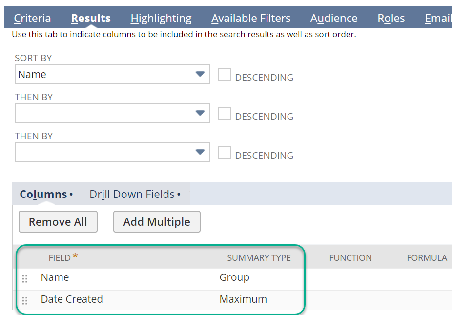 NetSuite sales metrics