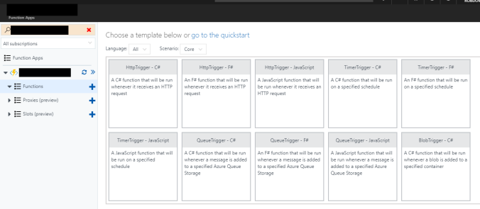 using Azure function apps