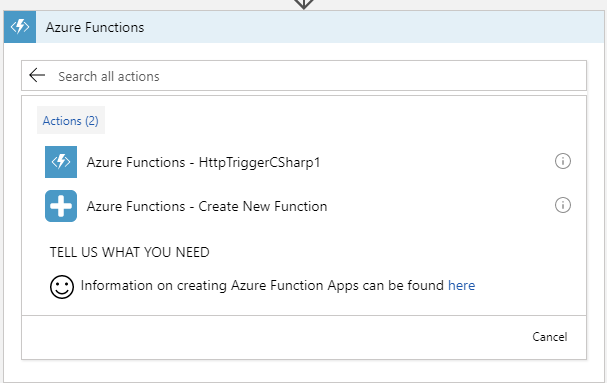 using Azure function apps