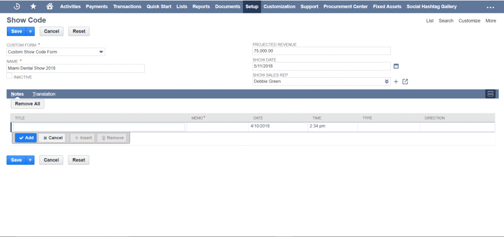 NetSuite Custom Record