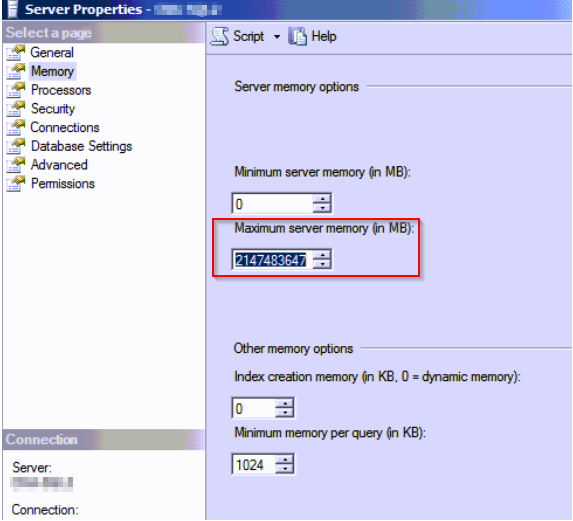 resolución de problemas de memoria en sql server 2008