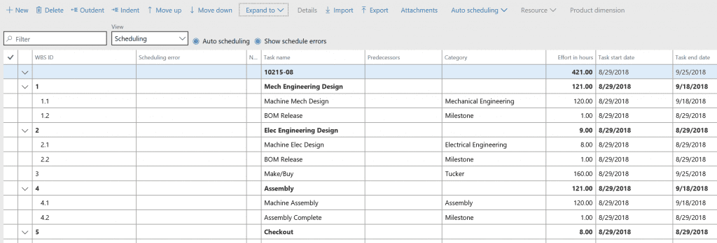 how to use AXtension Visual Planning for Projects in Manufacturing