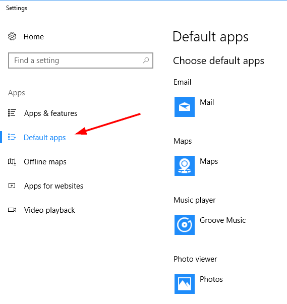 how to change default Windows apps