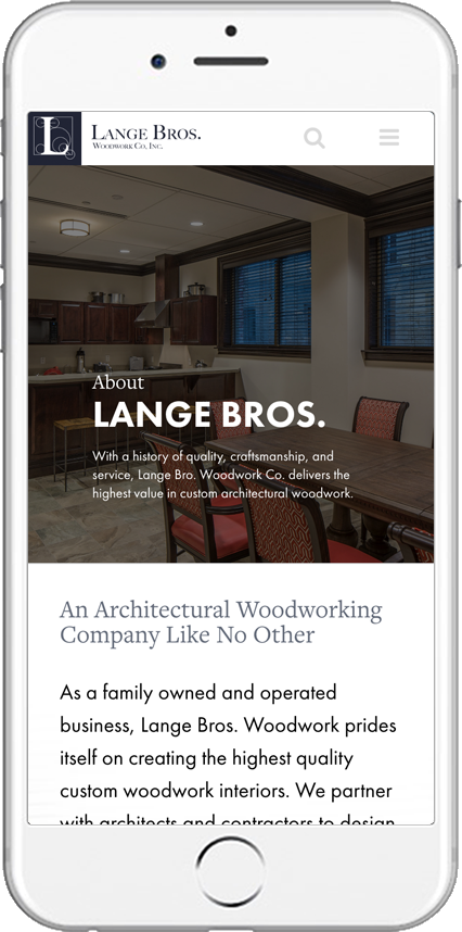 Lange Bros. website on iPhone