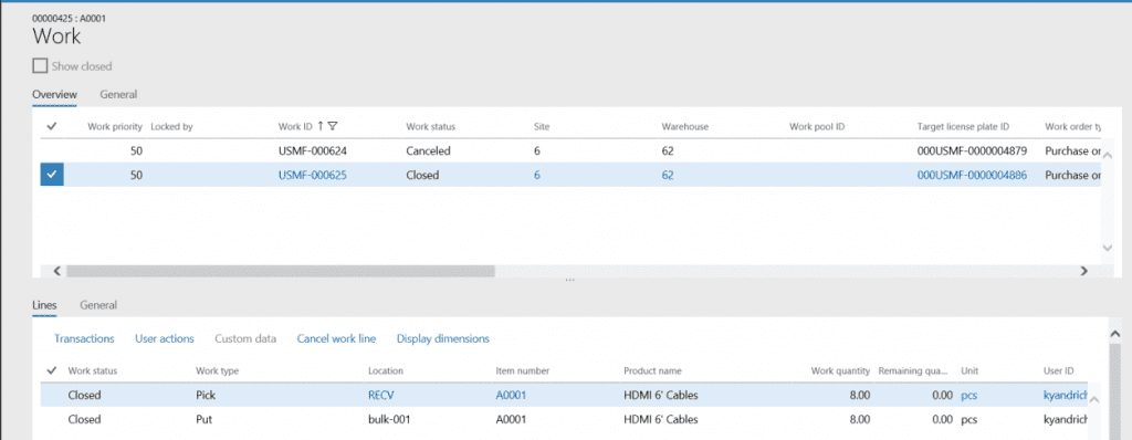 how to correct Dynamics 365 Purchase Order Receipts