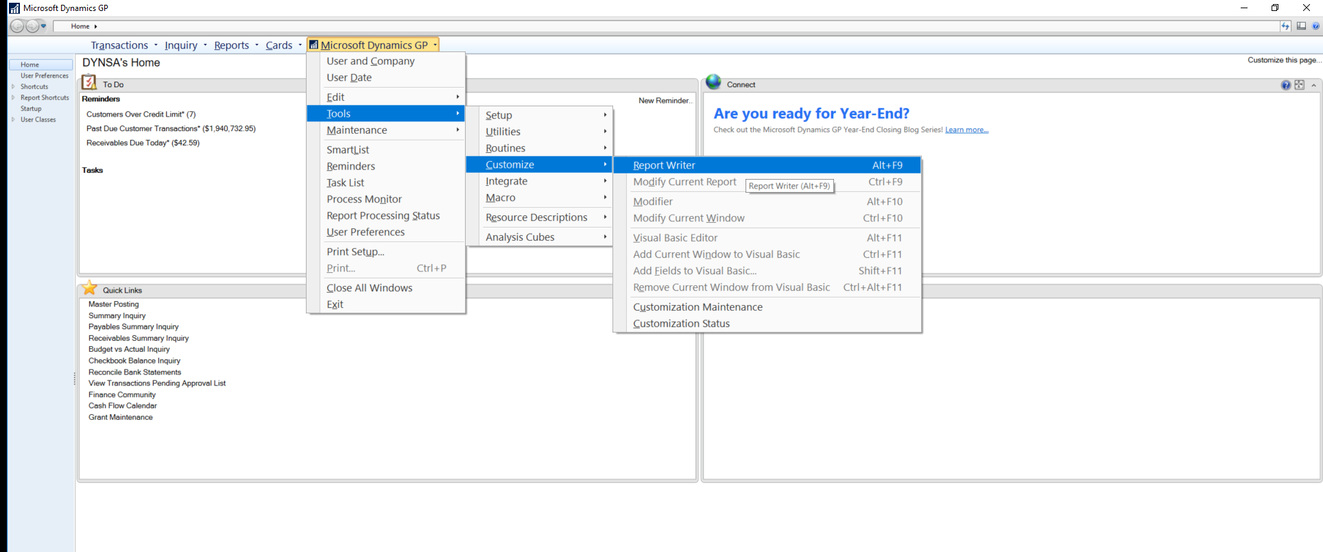 How to Add a Dynamics GP Report to VBA