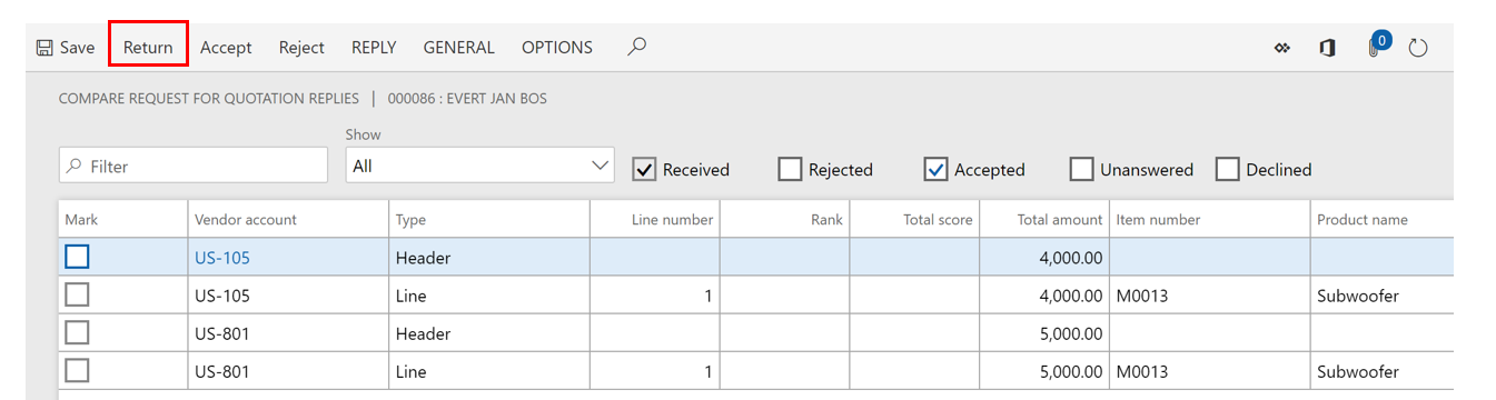 Dynamics 365 Vendor Bidding