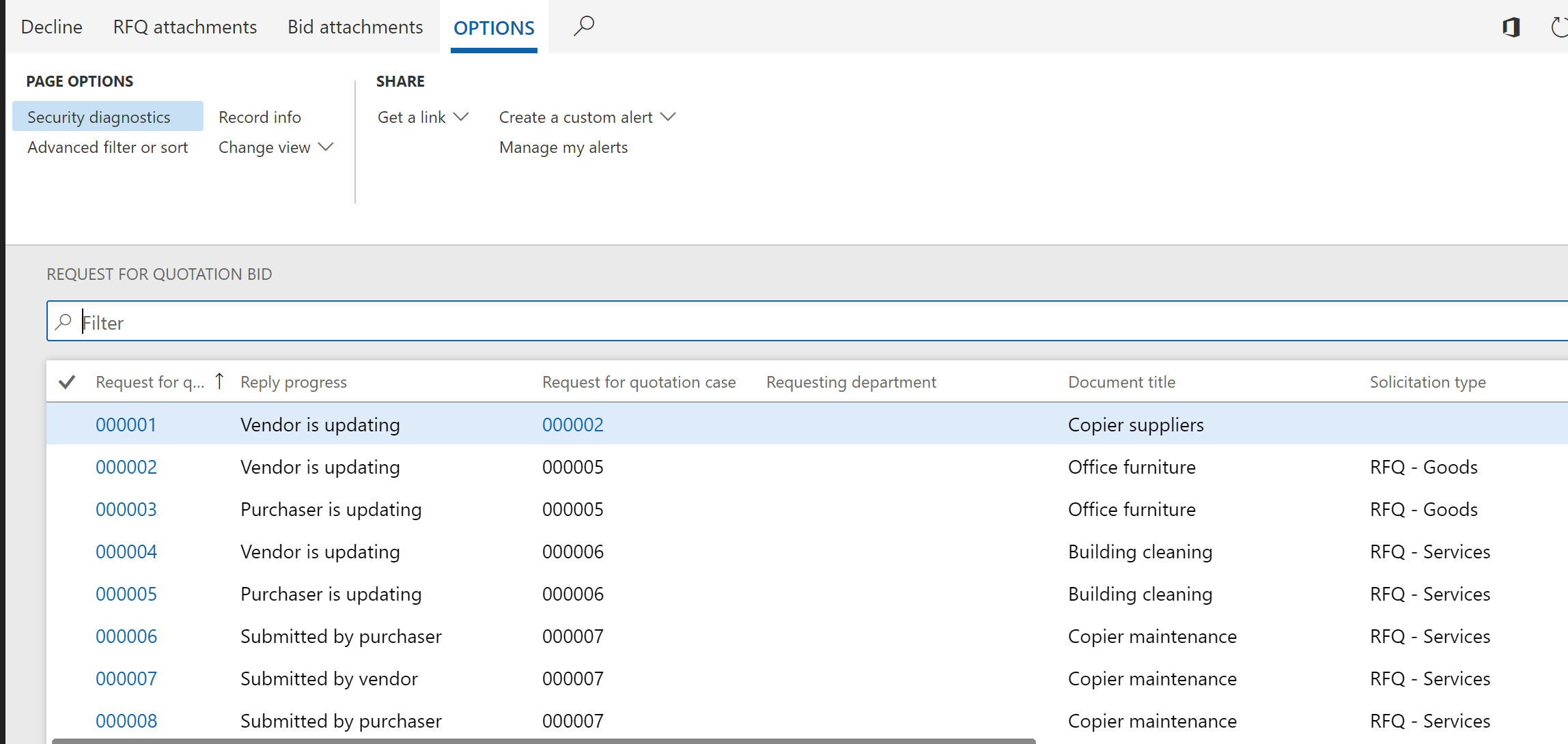 Dynamics 365 Vendor Bidding