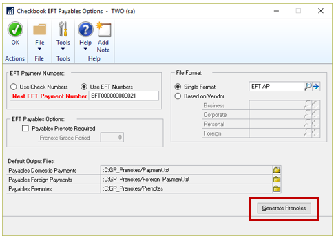 Dynamics GP EFT Payments