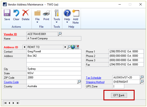 Dynamics GP EFT Payments