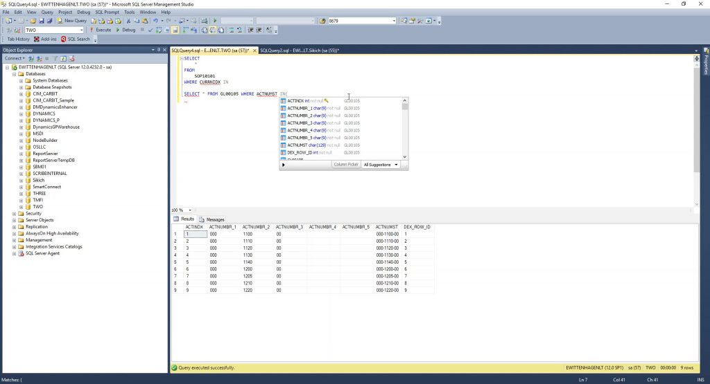 tsql shortcut