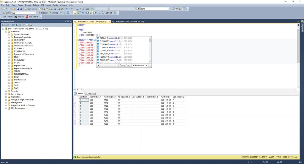 tsql shortcut