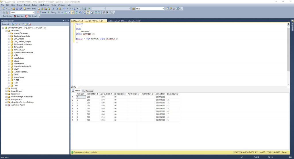 tsql shortcut