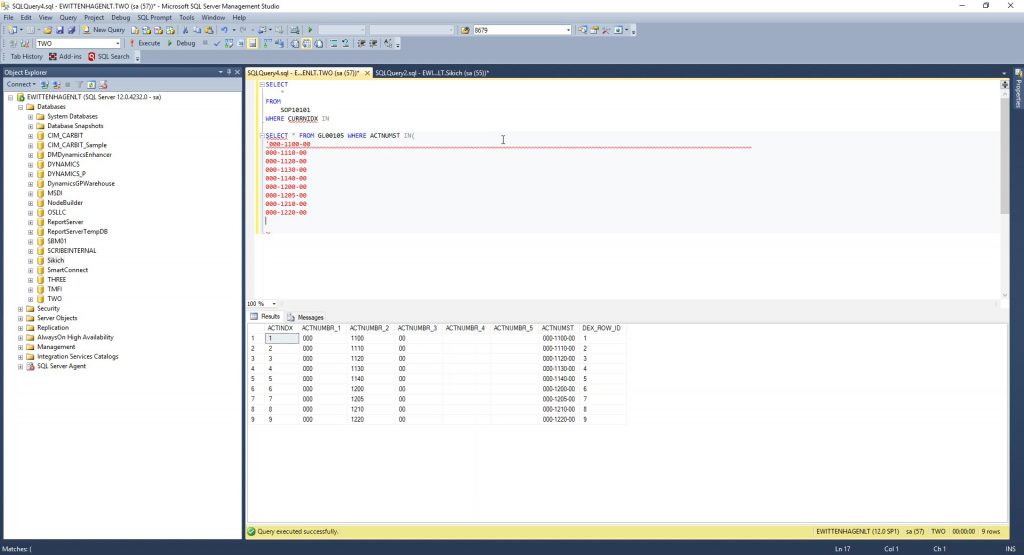 tsql shortcut