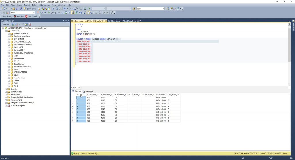 tsql shortcut