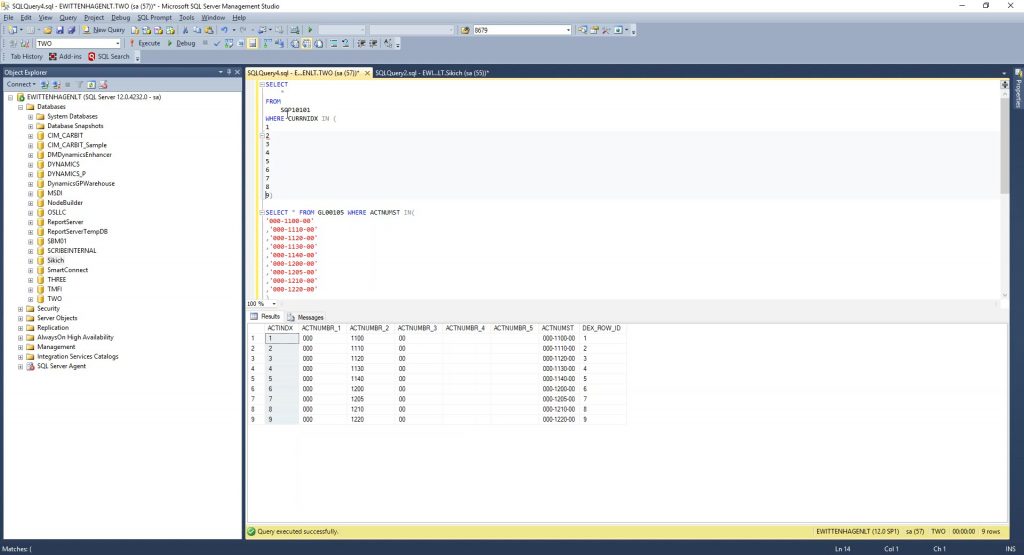 tsql shortcut