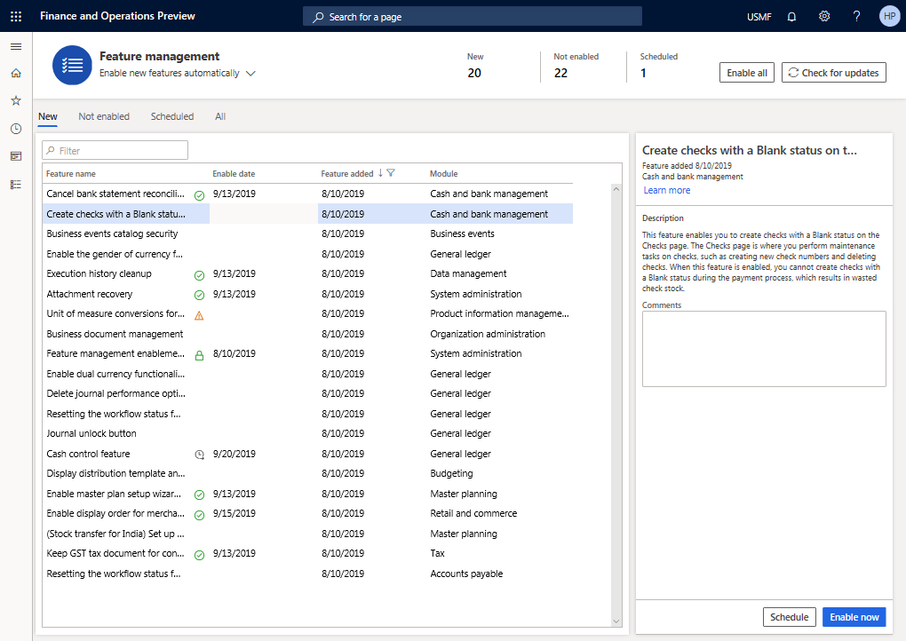 D365FO feature management