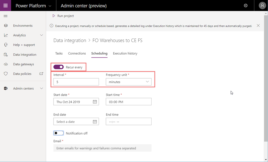 Scheduling data integration project