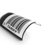 a bar code sticker with the word tariff