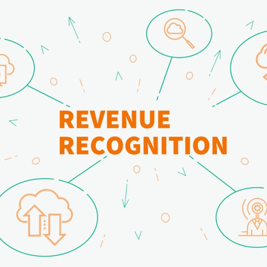 Conceptual business illustration with the words revenue recognition