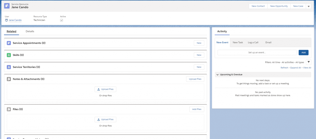 Field Service Lightning service resources