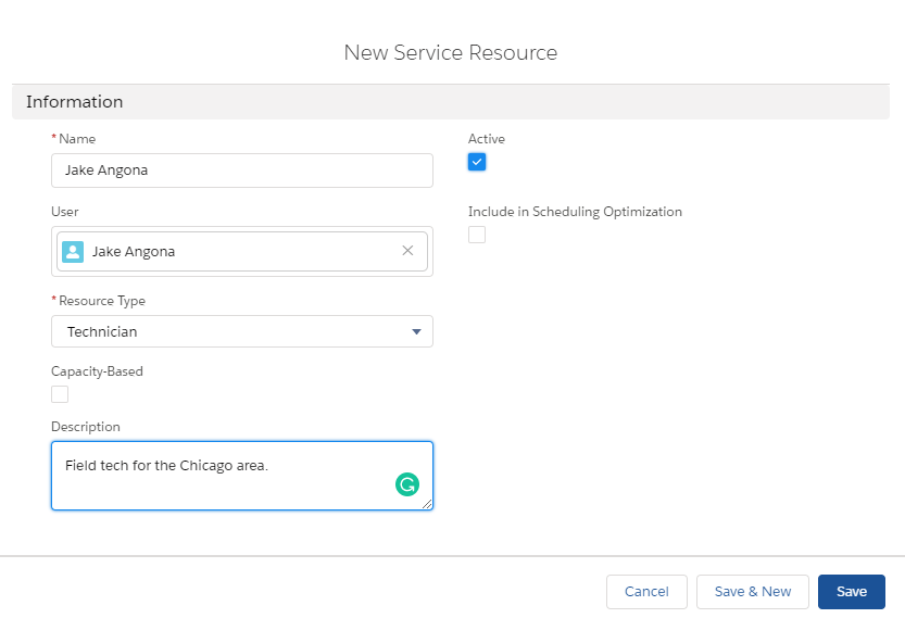 Field Service Lightning field service resources