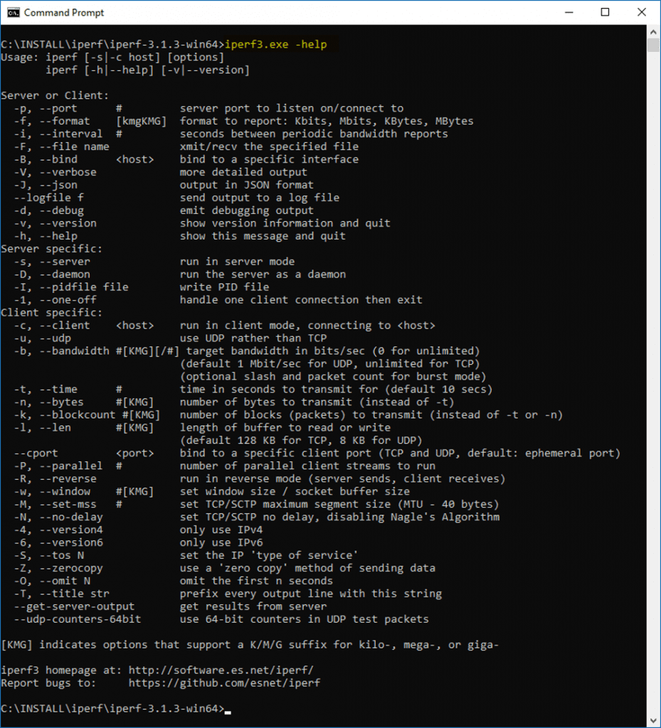 iperf command line tool