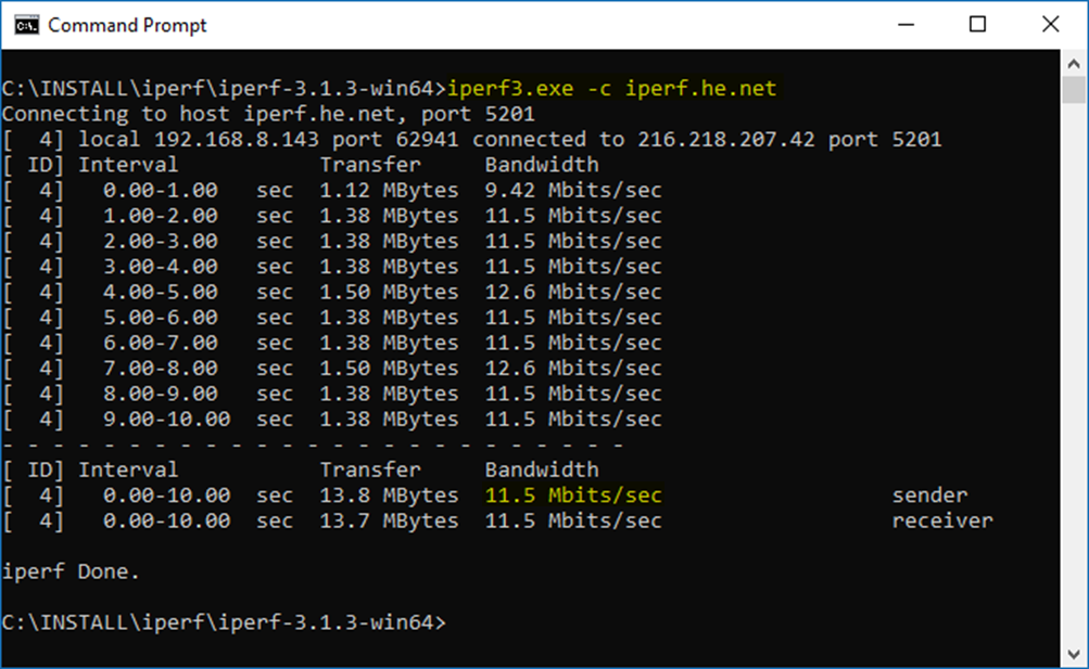 iperf3.exe -c iperf.he.net