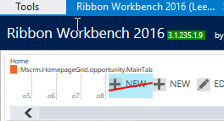 hide NEW icon for Ribbon Workbench 2016