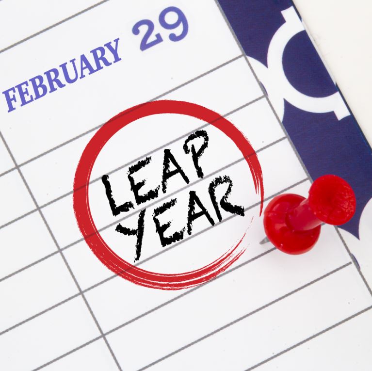 Close up a calendar on February 29 on a leap year