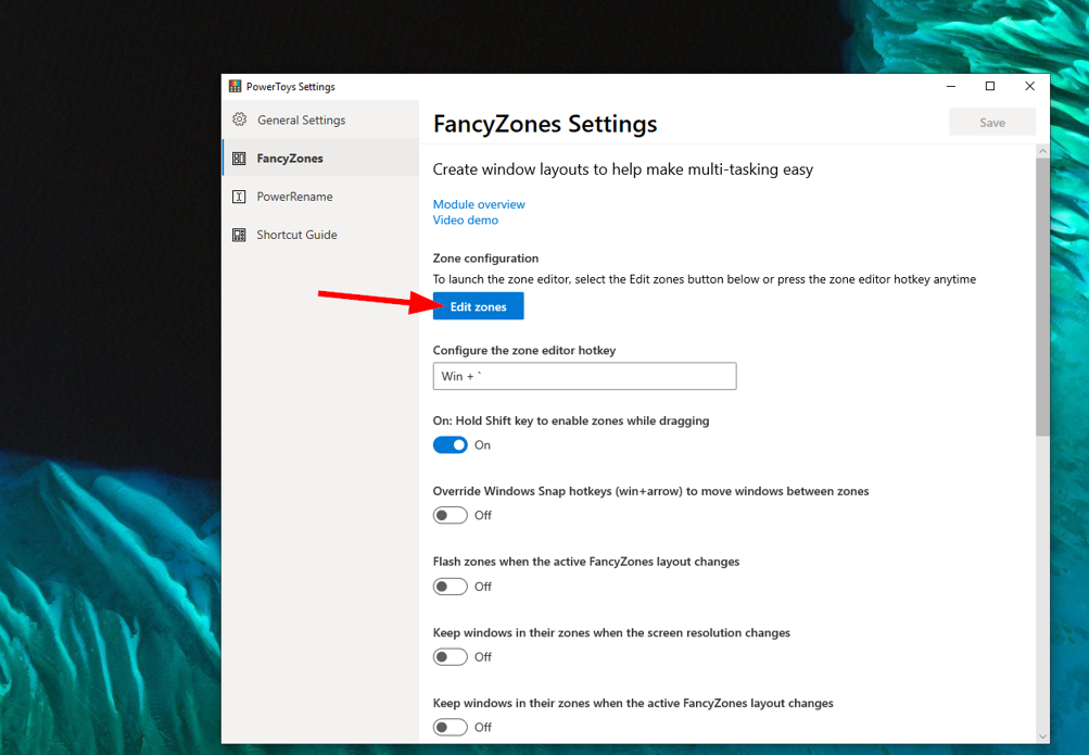 fancyzones settings