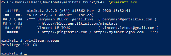 Mimikatz debugging