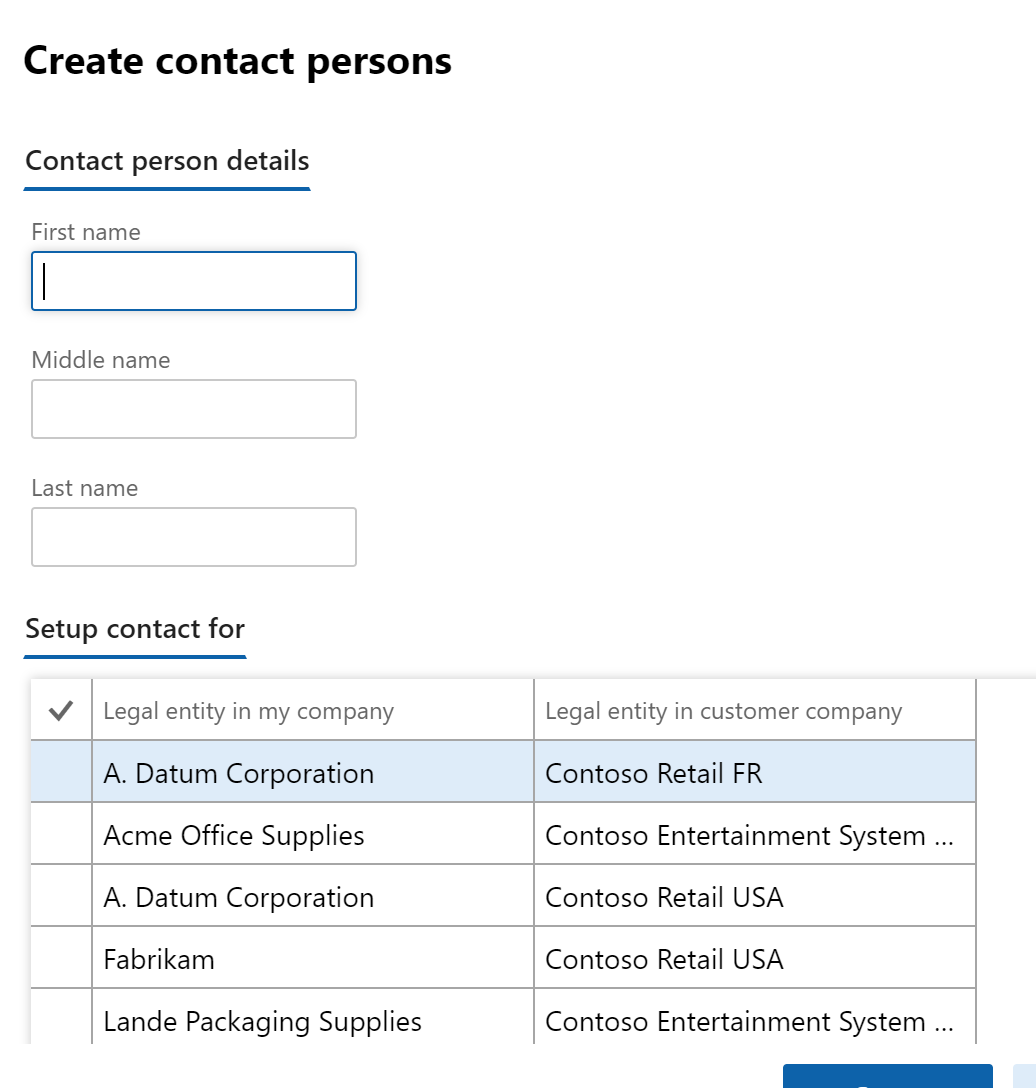 Create contact persons window