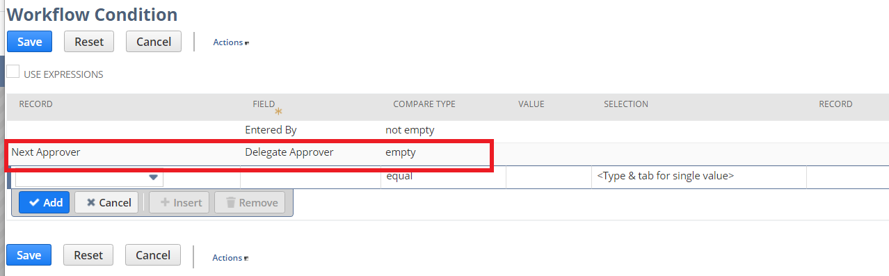 Workflow Condition Delegate Approver setting