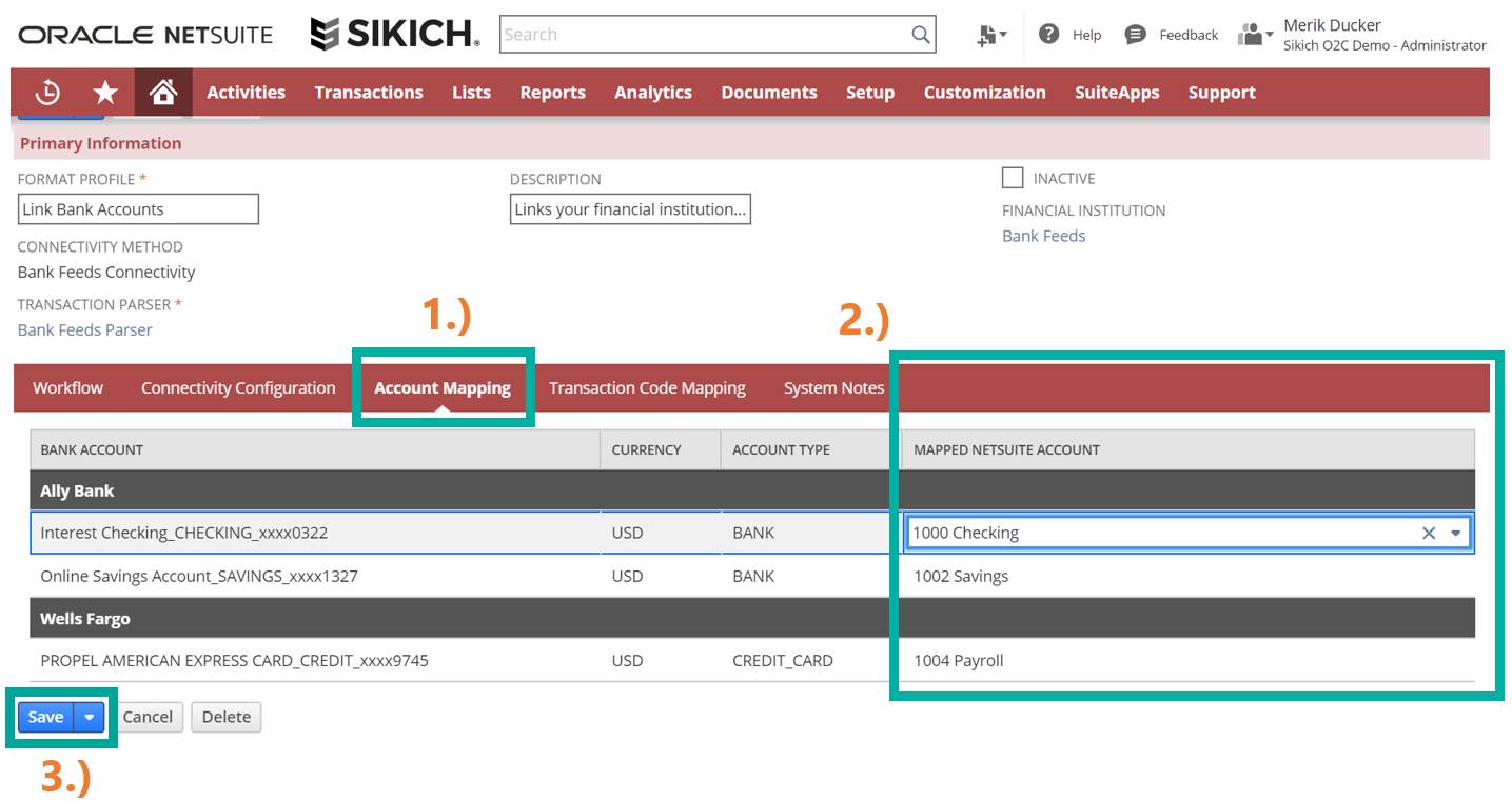 account mapping