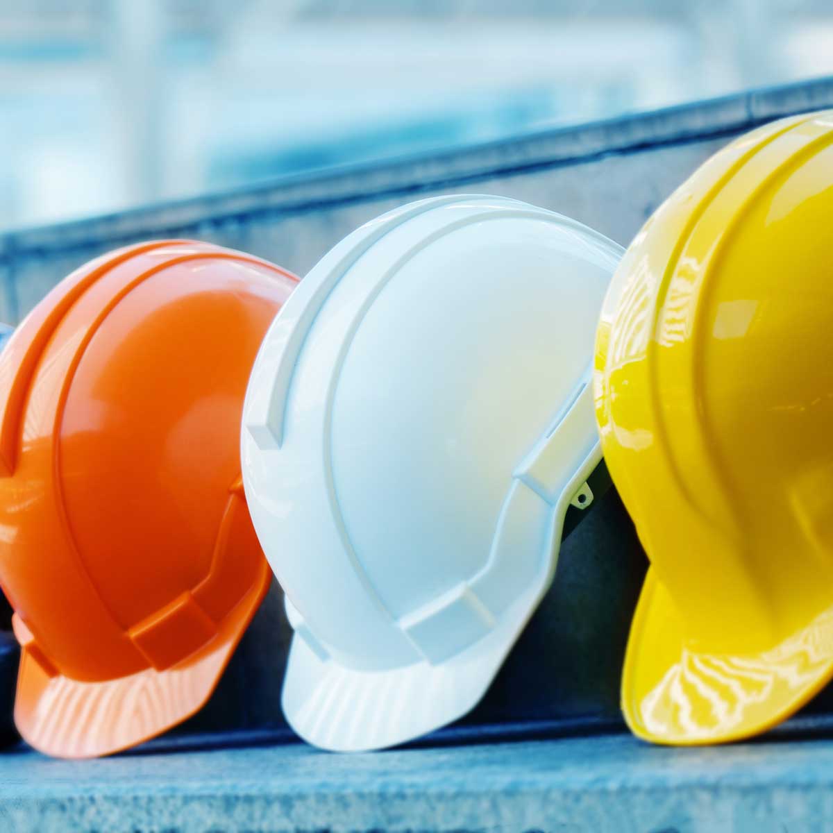 Multicolored Safety Construction Worker Hats. Teamwork of the construction team must have quality. Whether it is engineering, construction workers. Have a helmet to wear at work. For safety at work. See Less