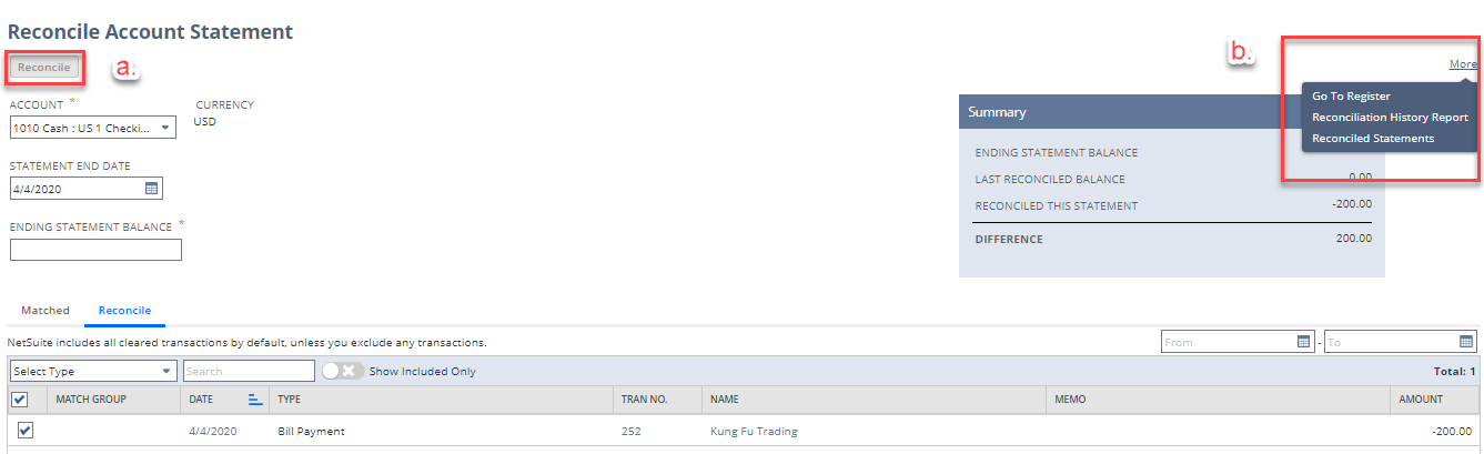 NetSuite bank reconciliation improvements