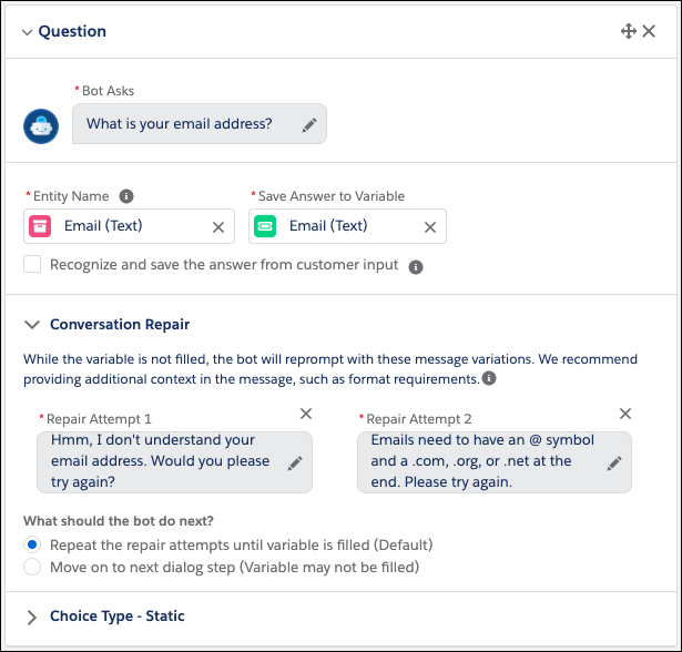 Salesforce Einstein chatbots conversation repair