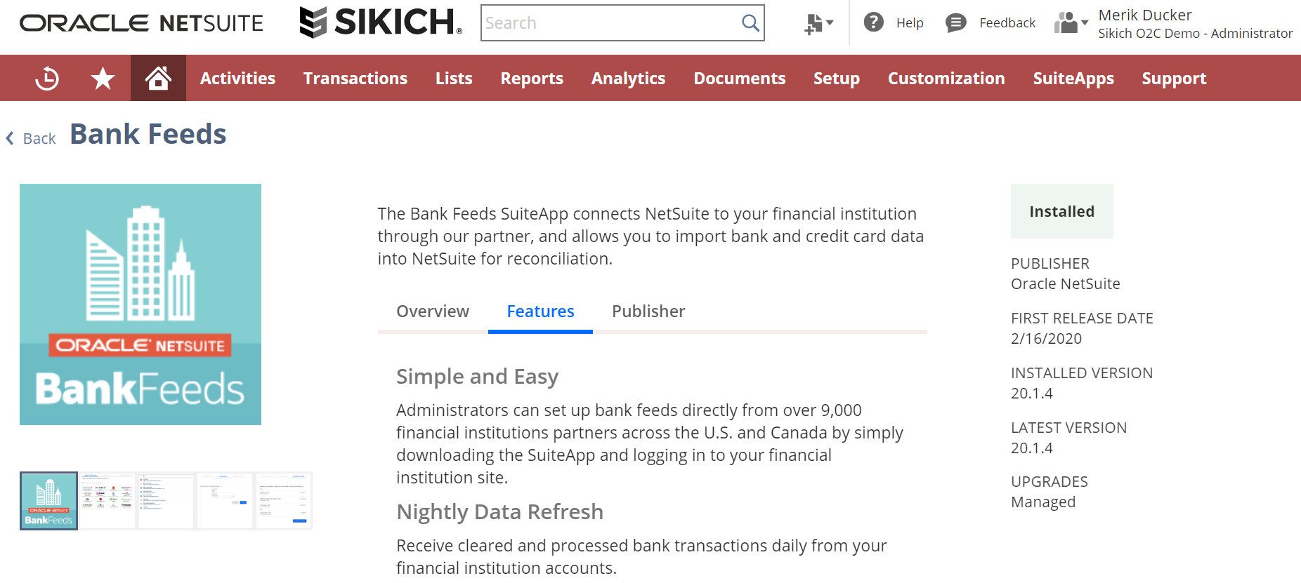 bank feeds NetSuite app