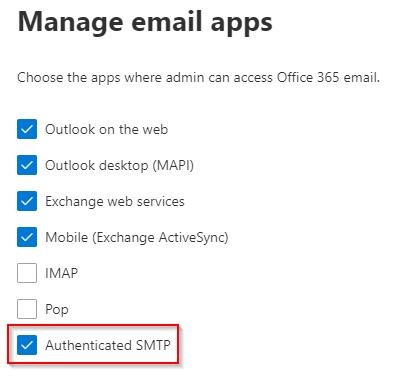 authenticated SMTP relay checked