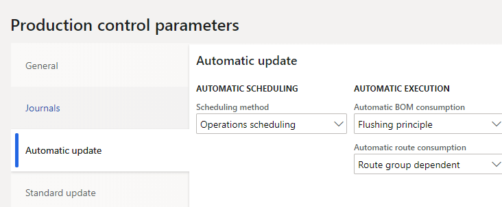 production control parameters