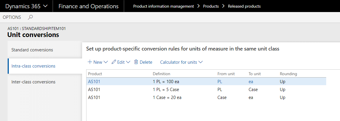 Dynamics 365 unit conversions