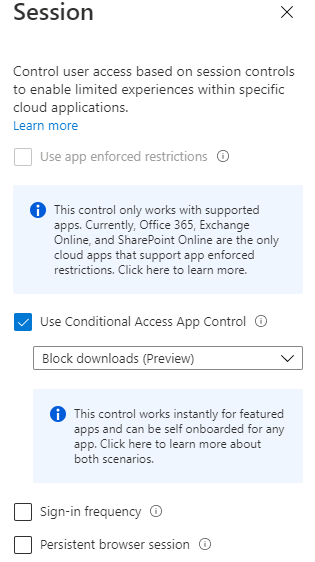 conditional access app control for sessions