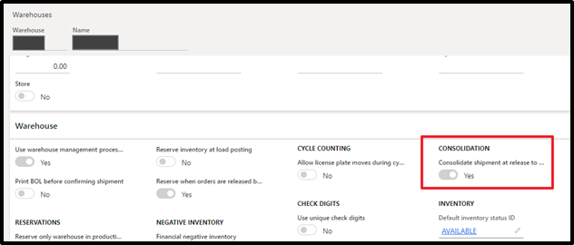 D365 warehouse consolidation
