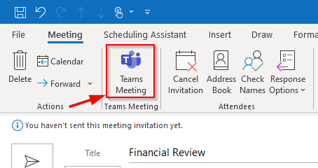 scheduling Teams meeting from Outlook