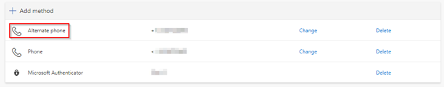 MFA alternate phone