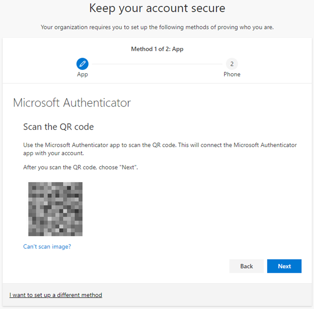 Microsoft Authenticator QR code